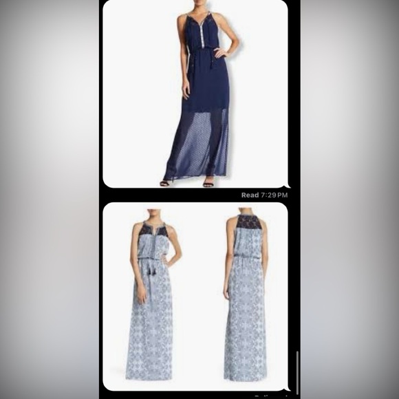Daniel Rainn DR2 Maxi Dress Navy Geometric LOT OF 2 Size S Small - Picture 1 of 16